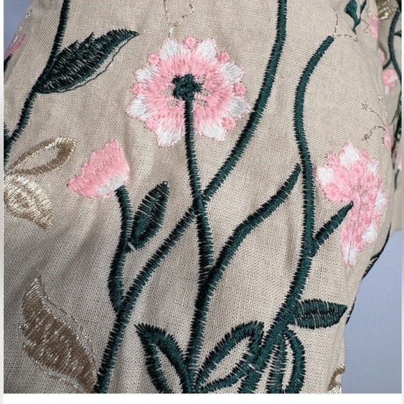 Avec Les Filles Pastel Floral Embroidered Bomber Jacket Beige Pink Women NWT SM - Picture 5 of 11